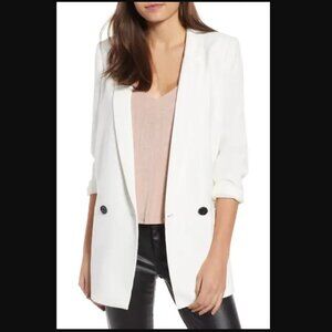 Mural White Blazer with Black Buttons